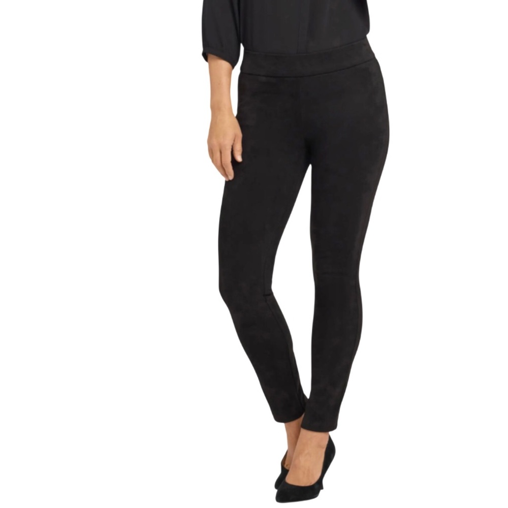 NYDJ Womens Pants Size 8 Black Brushed Faux Suede Legging Pull On Sculpt Her